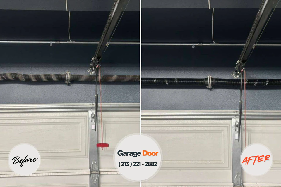 Before and after: garage door repair Celina, TN